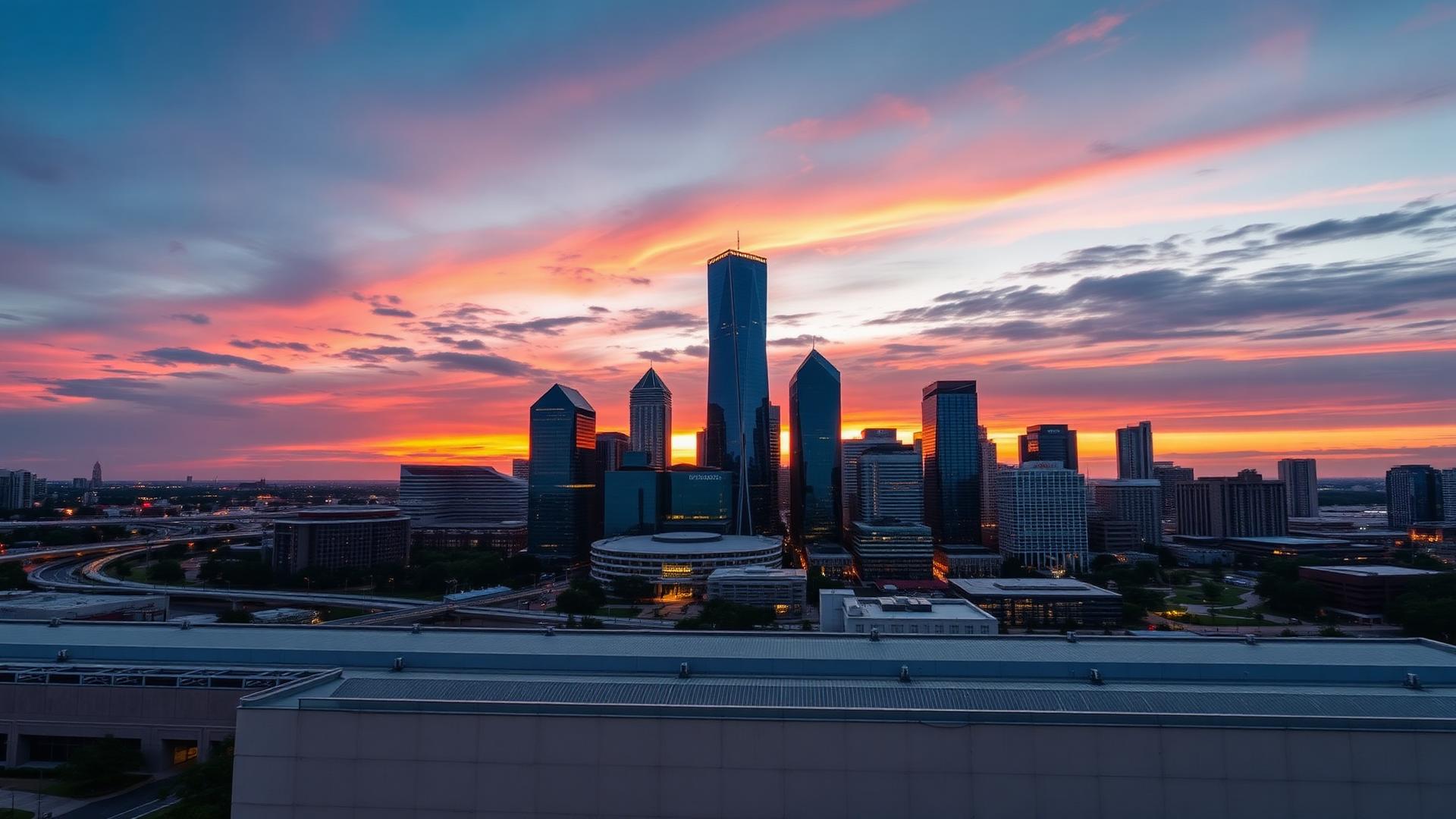 Houston, Texas skyline at dusk